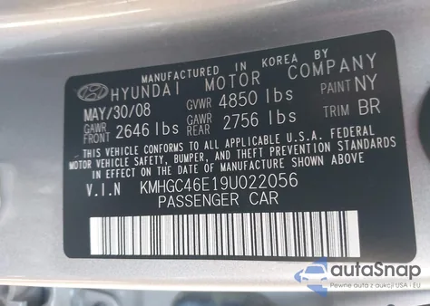 2009 Hyundai Genesis 3.8 из США, поврежденный, VIN KMHGC46E19U022056